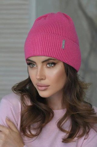 В'язана шапка Бритні 399-028 малиновий 399-028 фото