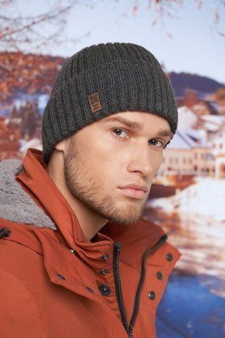 Модна чоловіча шапка з візерунком "гумка" "Стивен" &mdash; 5008 графіт 1535866292 фото