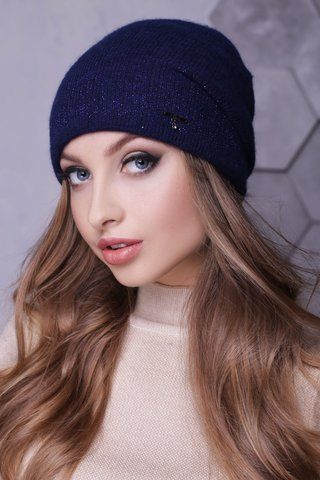 ГАРНА ЖІНОЧНА ШАПОЧКА З АНГОРИ "КЛАР" &mdash; 0296 синій 1291656523 фото