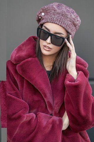 ВЯЗАНЫЙ БЕРЕТ С ФЛИСОМ - 209 БОРДОВЫЙ МЕЛАНЖ 908433634 фото