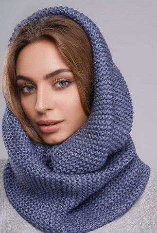 ЖІНСЬКИЙ В'ЯЗНИЙ СНУД &mdash; 26818-5 світлий джинс 908426908 фото