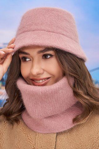 Комплект из панамы и снуда 4974-77 тёмная пудра 4974-77 фото