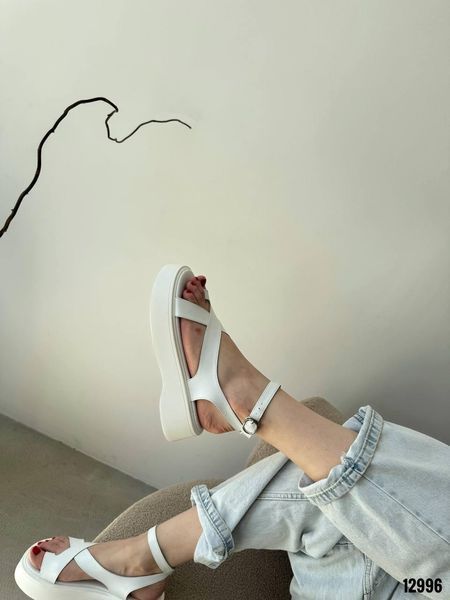 Білі босоніжки на високій підошві 12996 ян, р. 36, 37, 39, 40, 41 12996 фото