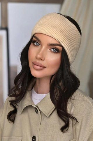 Жіноча в'язана пов'язка Ілона 781-071 світлий беж 781-071 фото