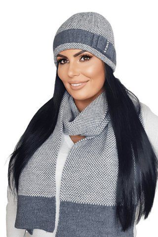Зимовий жіночий комплект Kamea Мега, шапка та шарф (Megan) 21.054.07 графіт 1535867804 фото