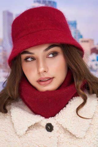 Модний комплект із панами та снуда бордового кольору 4974-77 1545038013 фото