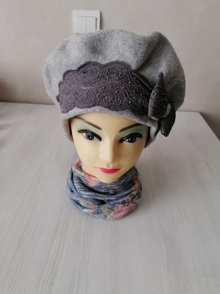 Жіночий вовняний берет "Еманелла" сірий 2383975609 фото