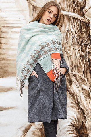 Красивый и тёплый женский шарф "Трей" - 260319 небесный 1332032995 фото