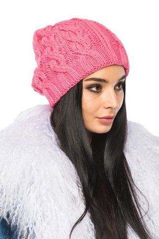 Вязаная молодёжная шапка - 3026 розовый 908416299 фото