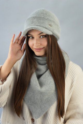 Серый женский комплект кепка и косынка Жокейка 5510-5 5510-5 фото