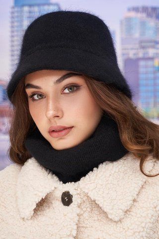 Комплект из панамы и снуда чёрного цвета 4974-77 4974-77 фото