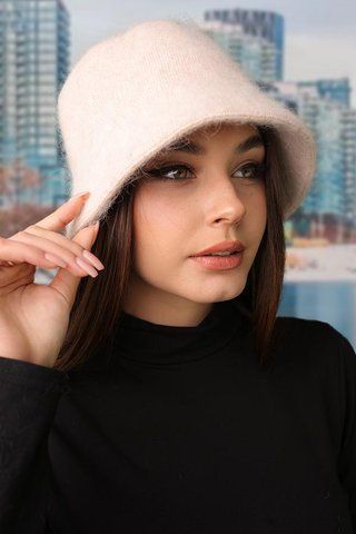Кремовая пушистая утепленная панама Валери 4974 4974 фото