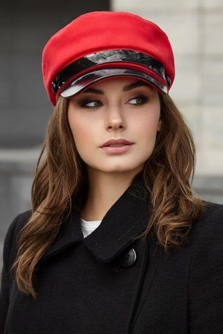 КОТТОНОВАЯ КЕПИ С ЛАКОВЫМ КОЗЫРЬКОМ &laquo;ЭММИ&raquo; - 6078 КРАСНЫЙ 1291659732 фото