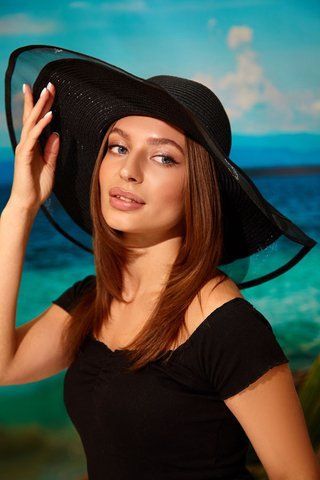 Изящная женская шляпа с широкими полями Одри 1733 черный 1733 фото