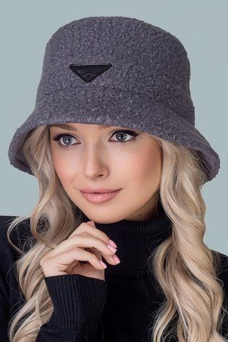 Женская панама из ангоры "Прада" - серый 1487393112 фото
