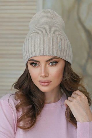 В'язана шапка "Шарлотта" 398-010 бежевий 398-010 фото