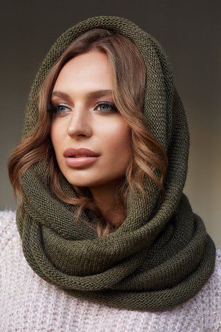 Вязанный снуд "Васса" - 76020 хаки 1291656701 фото