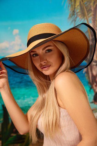 Изящная женская шляпа с широкими полями Одри 1733 темно-бежевый 1733 фото