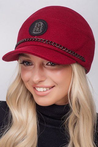 Тепла кепка з вовни з вушками Софія 8318 колір ягода 1545038024 фото