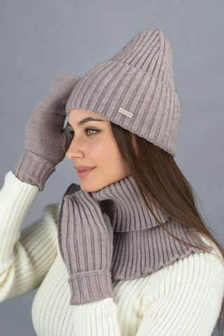 Комплект "Совон" (шапка, рукавички й баф) 7244-78 темна кава 7244-78 фото