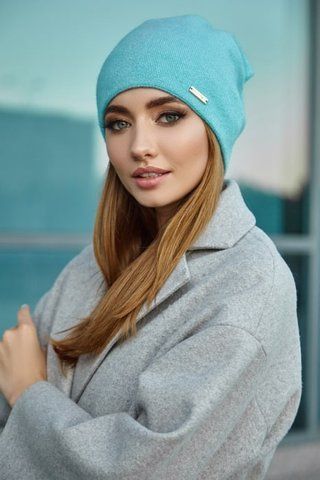 Гарна двошарова шапка "Лола" &mdash; 5121 бірюзовий 5121 фото