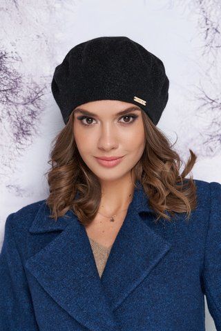 БЕРЕТ ИЗ ЛЮРЕКСОВОЙ НИТИ С ЦЕЛЬНОЙ ФЛИСОВОЙ ПОДКЛАДКОЙ НАИЛЯ 4908 чёрный 4908 фото