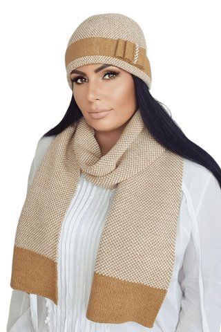Зимовий жіночий комплект Kamea Мега, шапка та шарф (Megan) 21.054.25 медовий 1551239814 фото