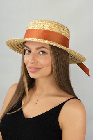Соломенная шляпа канотье Патрисия 1709 бежевый 1709 фото