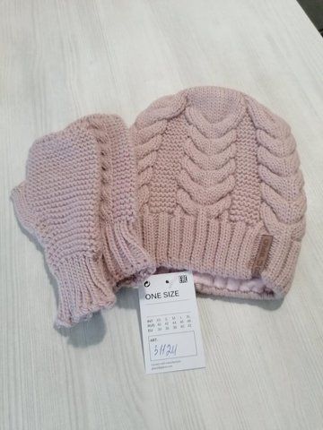 Комплект із шапки та мітенок 31124 пудра 31124 фото