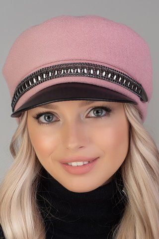МОДНОЕ ЖЕНСКОЕ КЕПИ С КОЖАНЫМ КОЗЫРЬКОМ "НИКА-ИРИС" - 1983 пудра 1291659948 фото