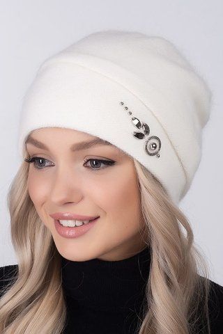 Белая шапка из ангоры с флисом Венера 1610 1535867743 фото