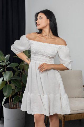 Женское муслиновое платье с открытыми плечами 211 im 211 фото