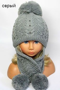 УШАНКА-ШАРФИК НА ДЕВОЧКУ 1,5-3 ЛЕТ "БУСИНКА" - сирень 908413978 фото