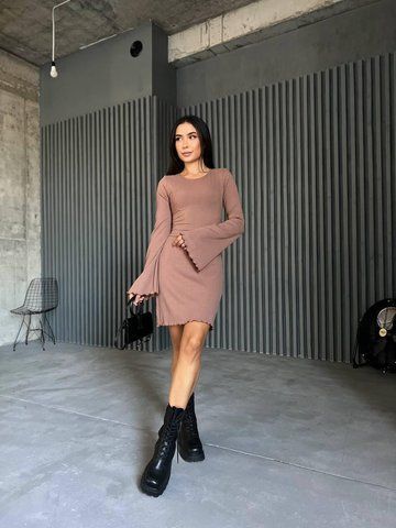 Трикотажна сукня на зав'язках з довгим рукавом 92 фото