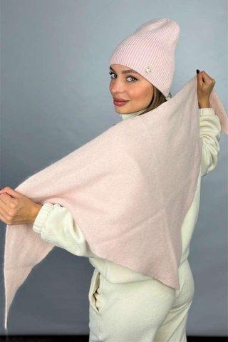 Жіночий комплект шапка та косинка &laquo;Ажен&raquo; (4984-5) світла пудра. 4984-5 фото