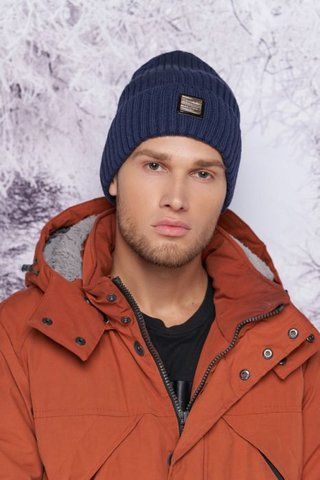 МУЖСКАЯ ШАПКА С ОТВОРОТОМ "КАМИЛЬ" - 5017 синий 1332033150 фото