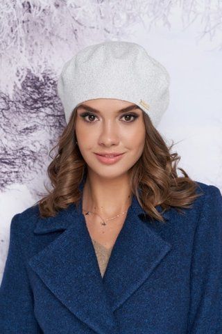 БЕРЕТ ИЗ ЛЮРЕКСОВОЙ НИТИ С ЦЕЛЬНОЙ ФЛИСОВОЙ ПОДКЛАДКОЙ &laquo;НАИЛЯ&raquo; - 4908 белый 4908 фото