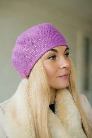 Подвійний жіночий берет &mdash; 323-014 бузок 1298094226 фото