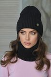 Чорний в'язаний комплект Ешлі 089 (шапка+бафф) 89 фото