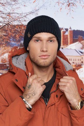 Модна чоловіча шапка візерунком "гумка" "Стивен" &mdash; 5008 джинс 1506935561 фото