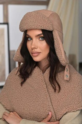 Вушанка з екохутра "Тедді" 110-030 колір моко 110-030 фото