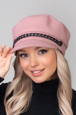 Кепи "Ника Цепь ушки" (козырек основа) - пудра 1347246695 фото