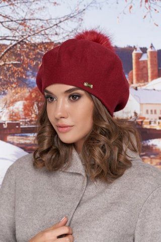 Берет с флисовой подкладкой и помпоном &laquo;Ляманта&raquo; - 6016 бордовый 1308916529 фото