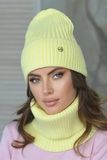 Жовтий в'язаний комплект Ешлі 089 (шапка+бафф) 89 фото