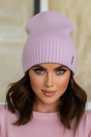 Бузкова в&rsquo;язана шапка з відворотом Берта 386-080 386-080 фото