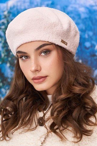 Мягкий теплый беретик на флисе Оджен светлая пудра 4978 2011141260 фото