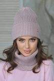 В'язаний комплект Ешлі 089 (шапка+бафф) темна пудра 89 фото