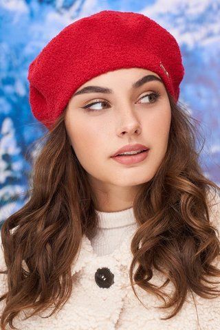 Червоний м'який теплий беретик на флісі Подовжений 4978 1535867645 фото