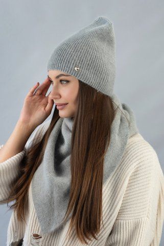 Жіночий комплект шапка та косинка &laquo;Ажен&raquo; (4984-5) сірий 4984-5 фото