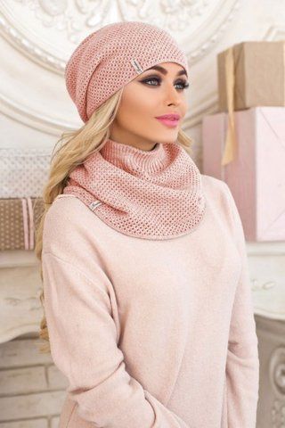 ВЯЗАНЫЙ ЖЕНСКИЙ КОМПЛЕКТ &laquo;ЖАКЛИН&raquo; - 4557-7 пудра 1540908679 фото